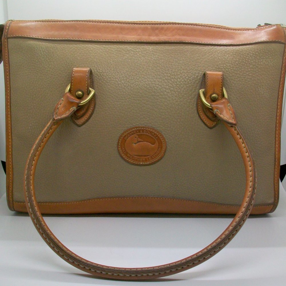 Dooney & Bourke Taupe British Tan All Weather Pebble Leather Satchel Handbag